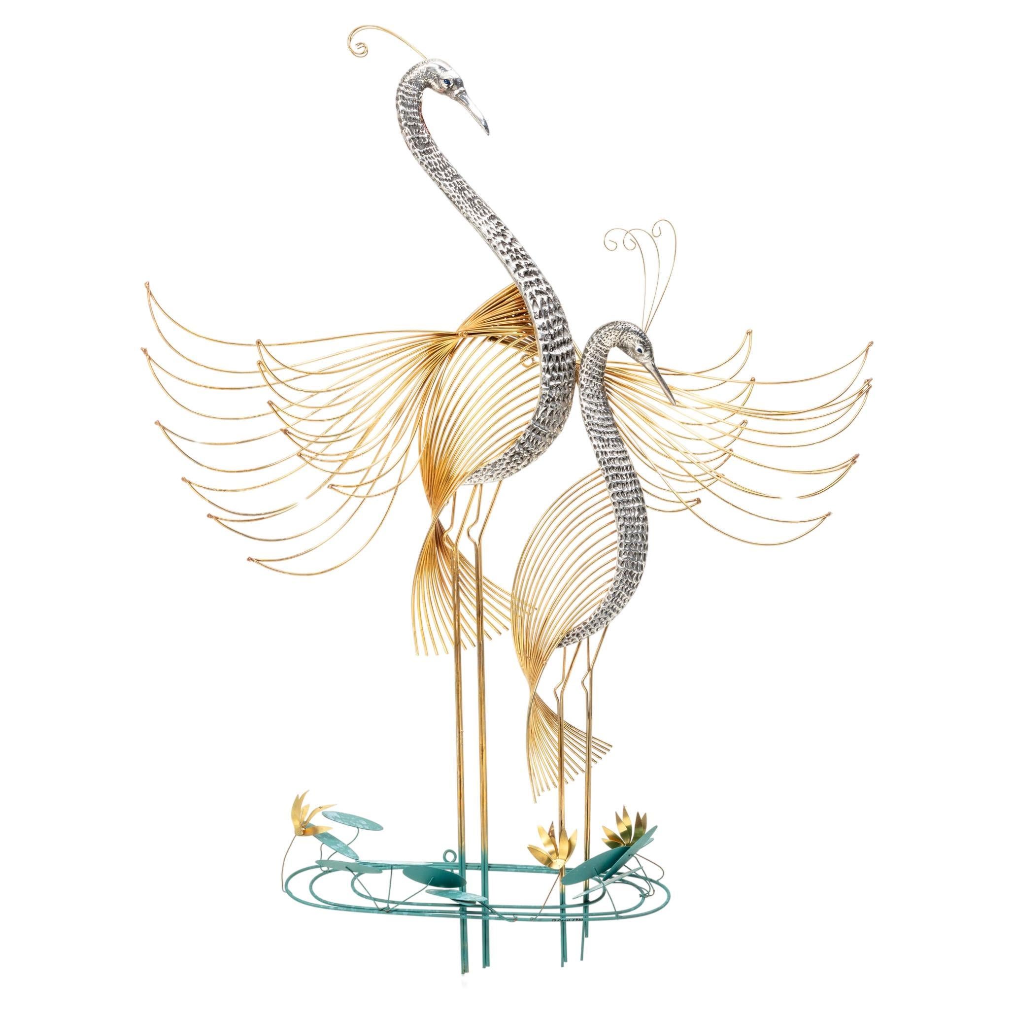 Herons Wall Scuplture in Brass by Curtis Jere