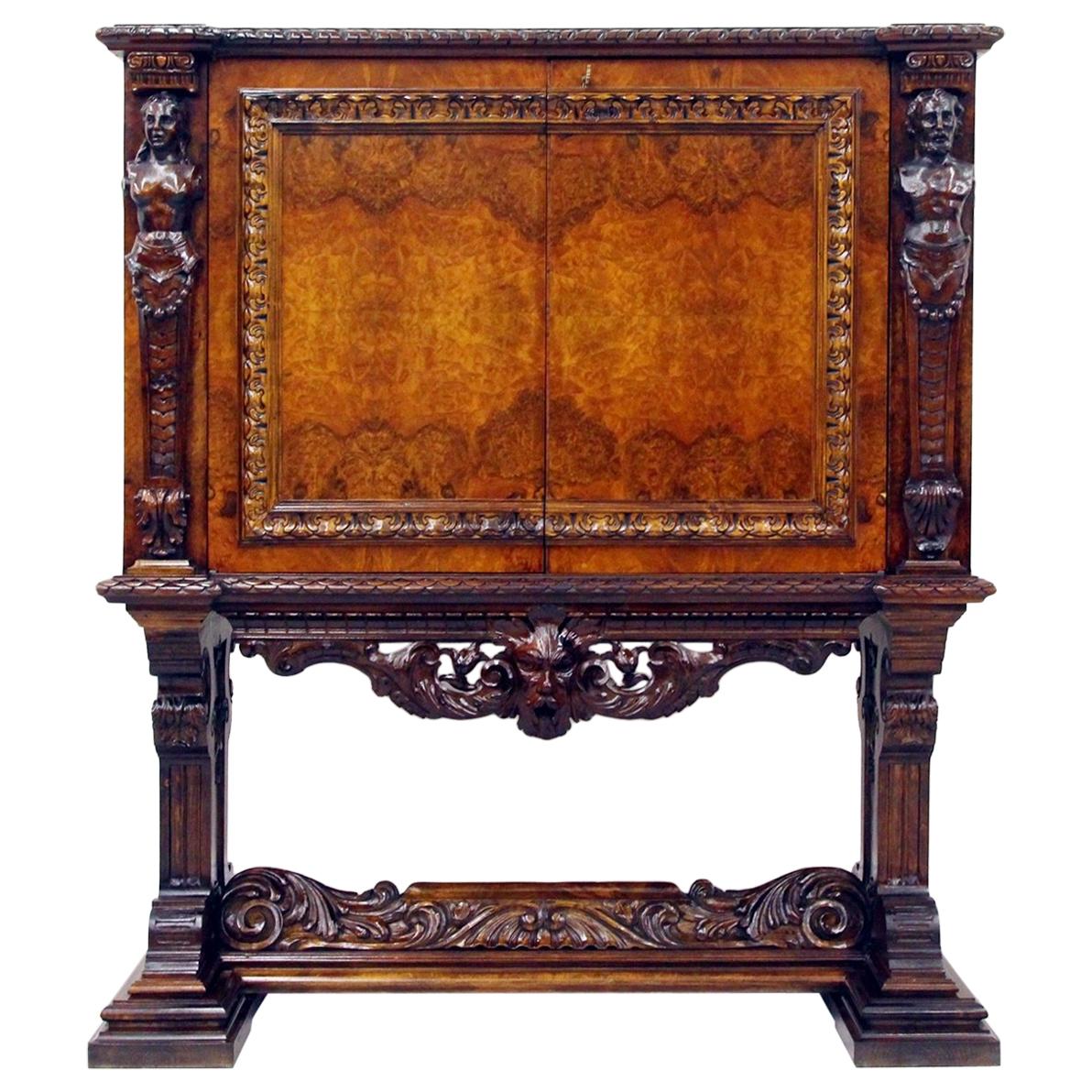 Herrenzimmer Bar Cupboard Bar Cabinet Antique Display Case Löwentatzen For Sale