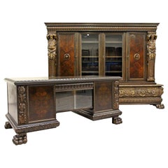 Herrenzimmer Cabinet Bookcase Antique Desk Office Furniture