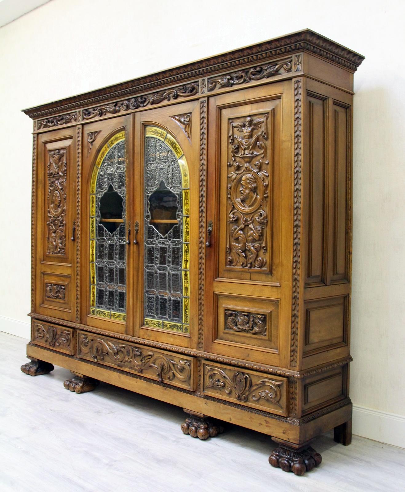 Late 19th Century Herrenzimmer Cupboard Bookcase Antique Table Display Case Löwentatz For Sale