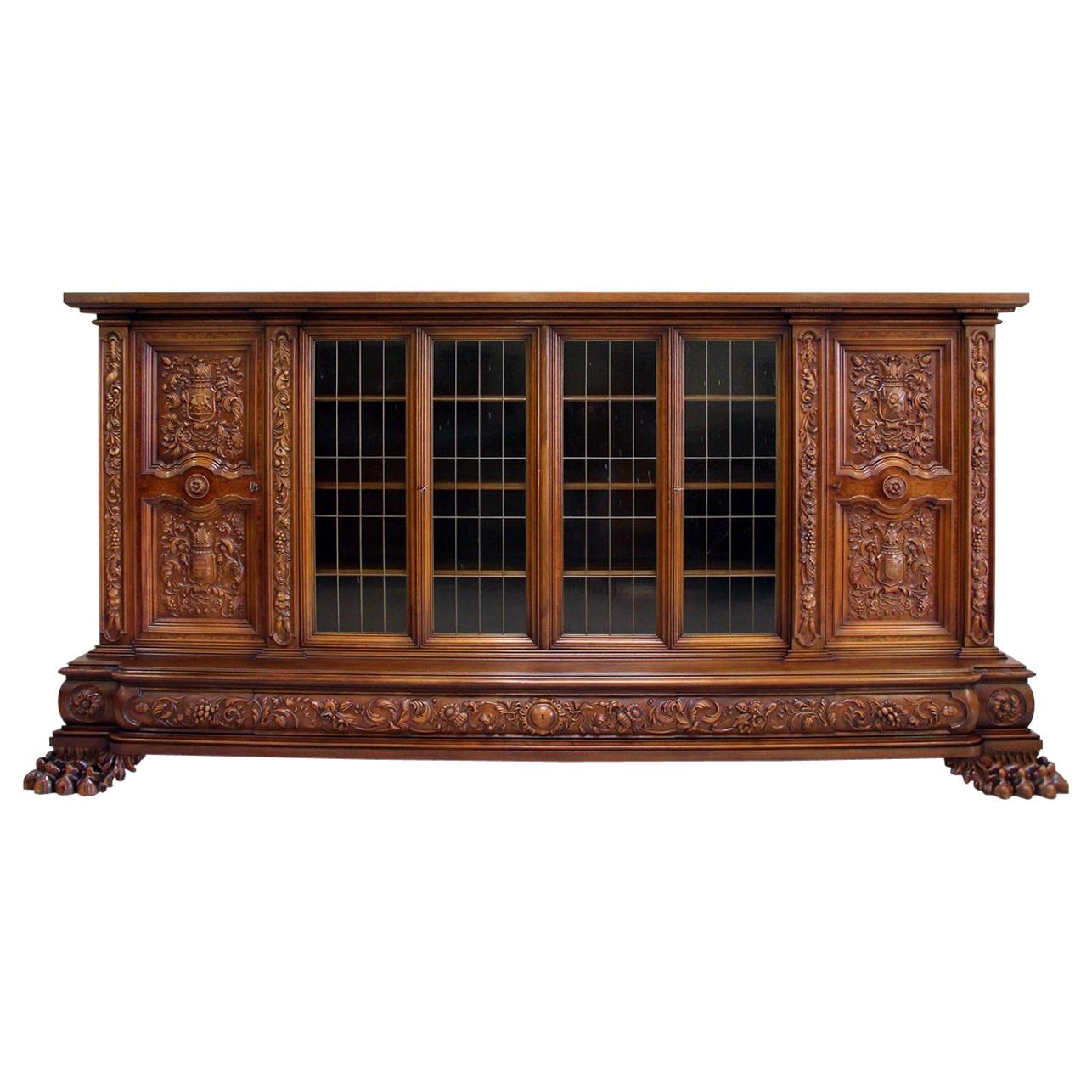 Herrenzimmer Cupboard Bookcase Antique Table Display Case Löwentatz For Sale