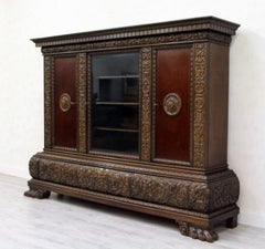 Herrenzimmer Cupboard Bookcase Antique Table Showcase Lion Paw