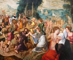 The Road to Calvary, Oil on Oak Panel, 16th Century Painting
