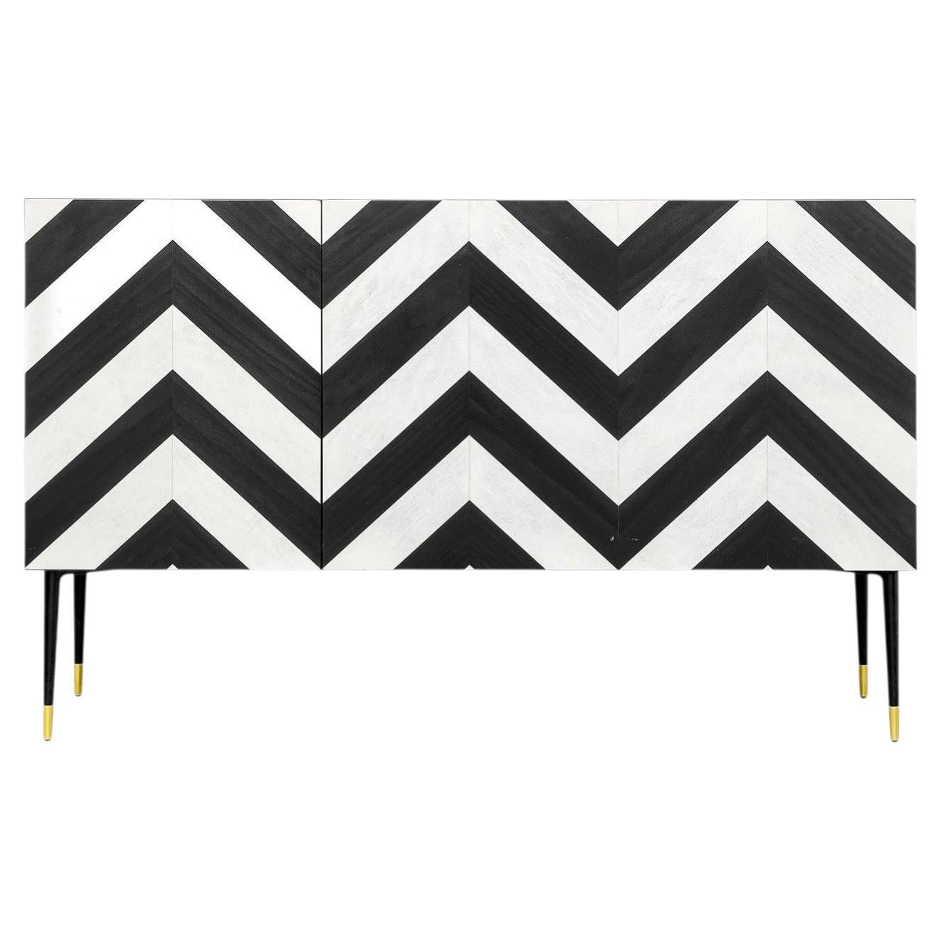 Herringbone Bar Cabinet For Sale