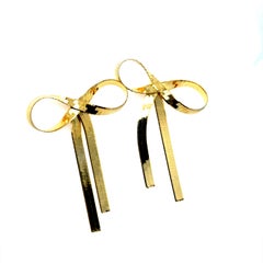 Herringbone Chain 14K Yellow Gold 'Bow' Earrings.