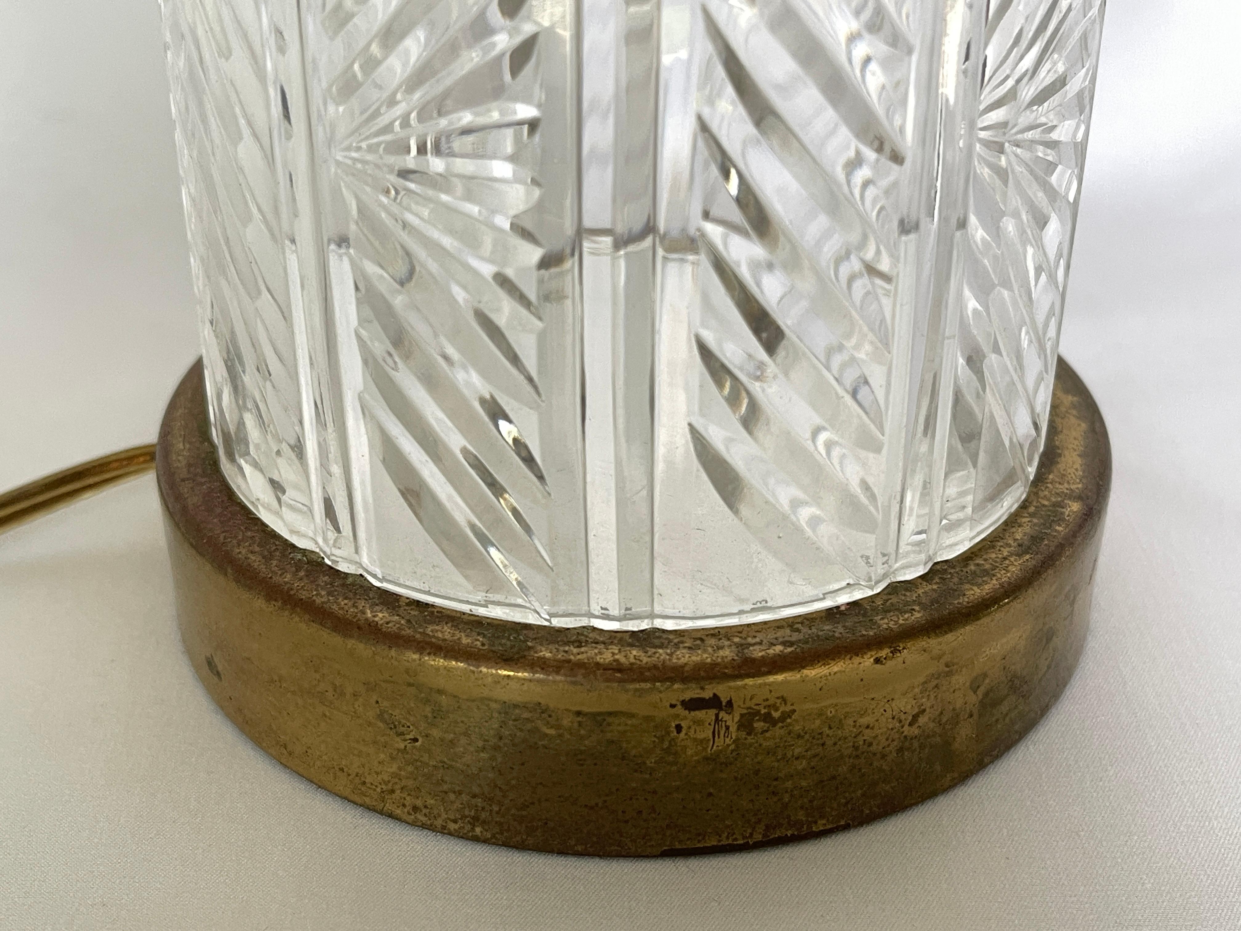 Waterford Herringbone Cut Crystal Column Lamp For Sale 1
