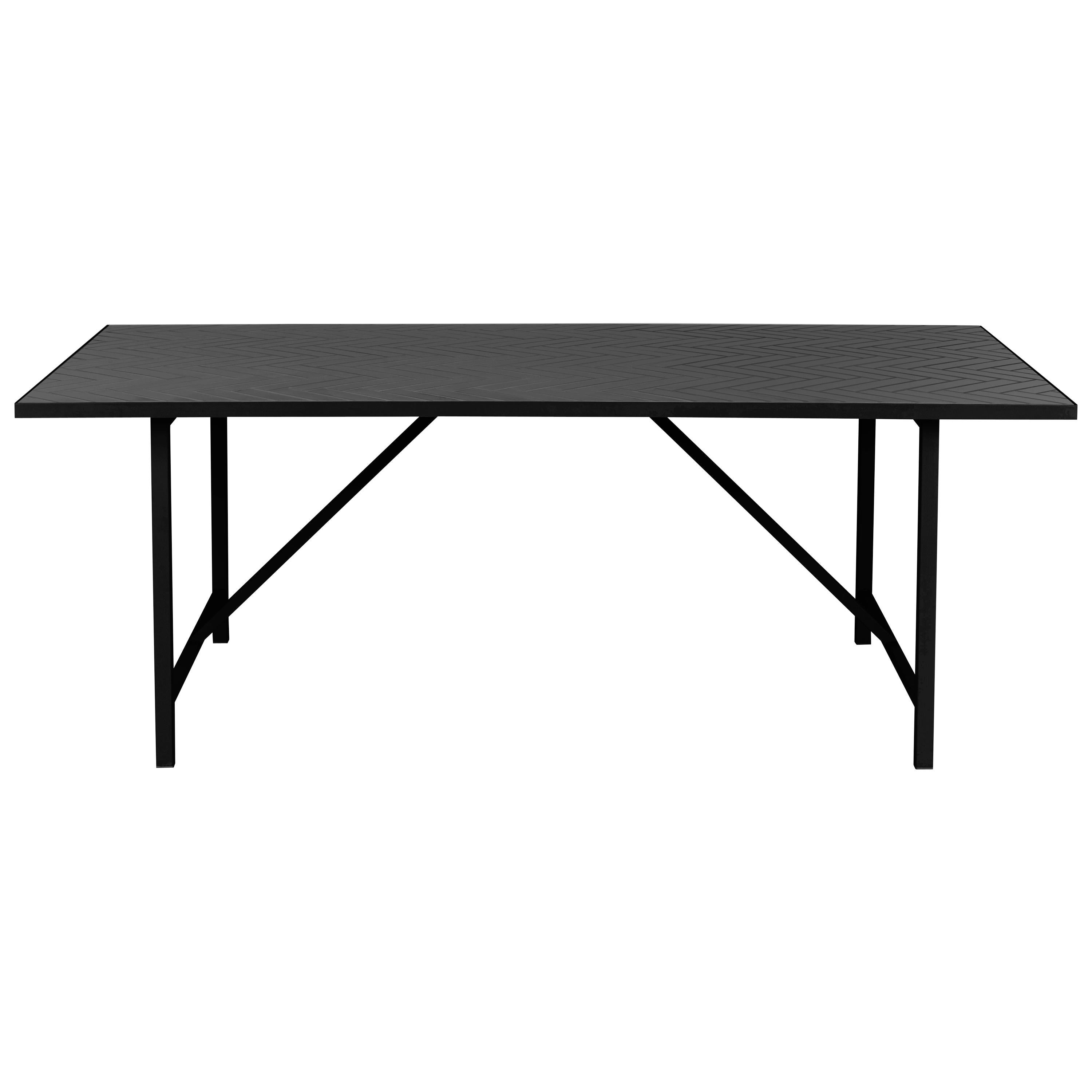 For Sale: Black (Soft black) Herringbone Dining Table, by Charlotte Høncke from Warm Nordic