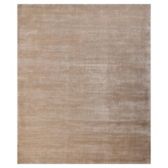 HerringBONE Handgeknüpfter zeitgenössischer Seidenteppich in Grau und Beige von Hand