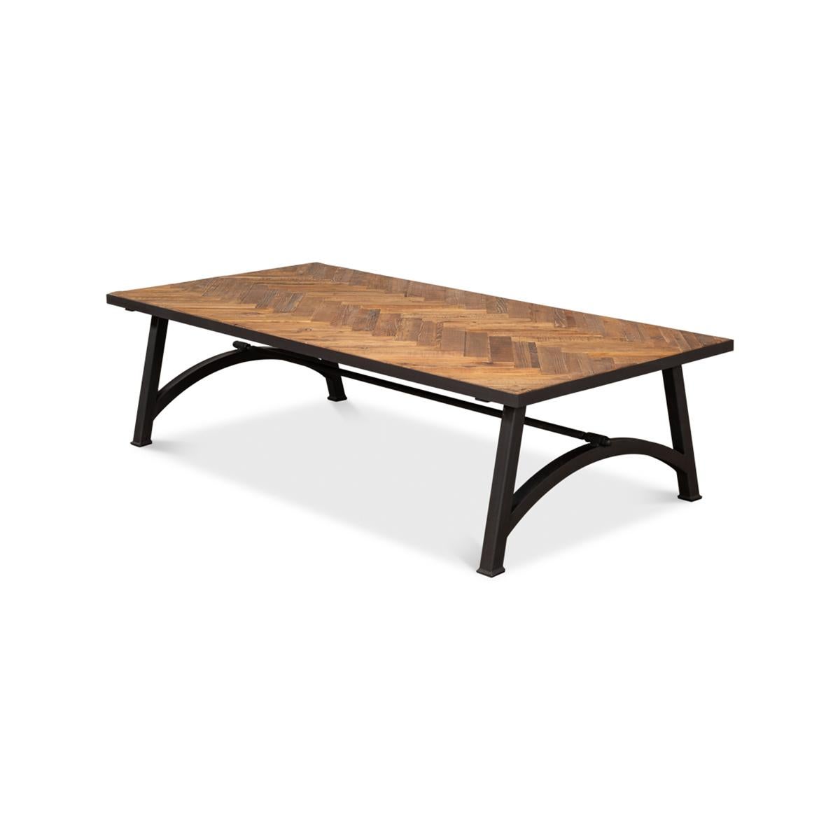 Asian Herringbone Industrial Coffee Table For Sale