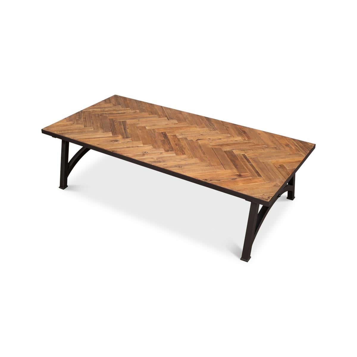 Herringbone Industrial Coffee Table In New Condition For Sale In Westwood, NJ