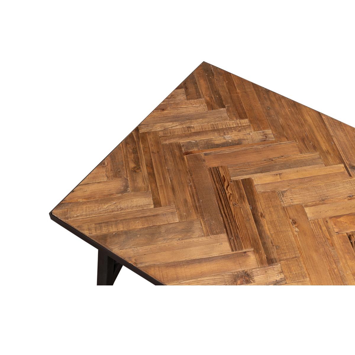 Contemporary Herringbone Industrial Coffee Table For Sale