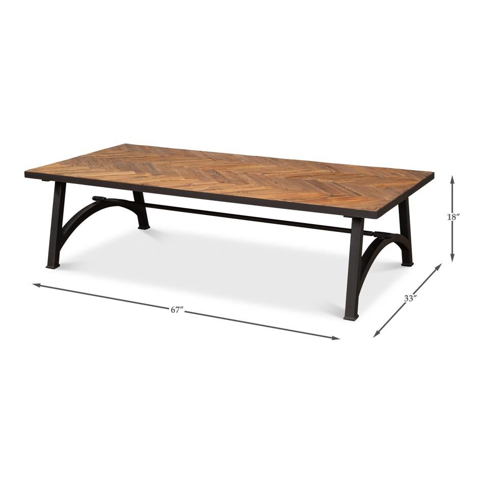 Herringbone Industrial Coffee Table For Sale 3