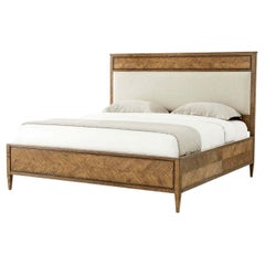 Cama California King de parquet en espiga - Roble claro