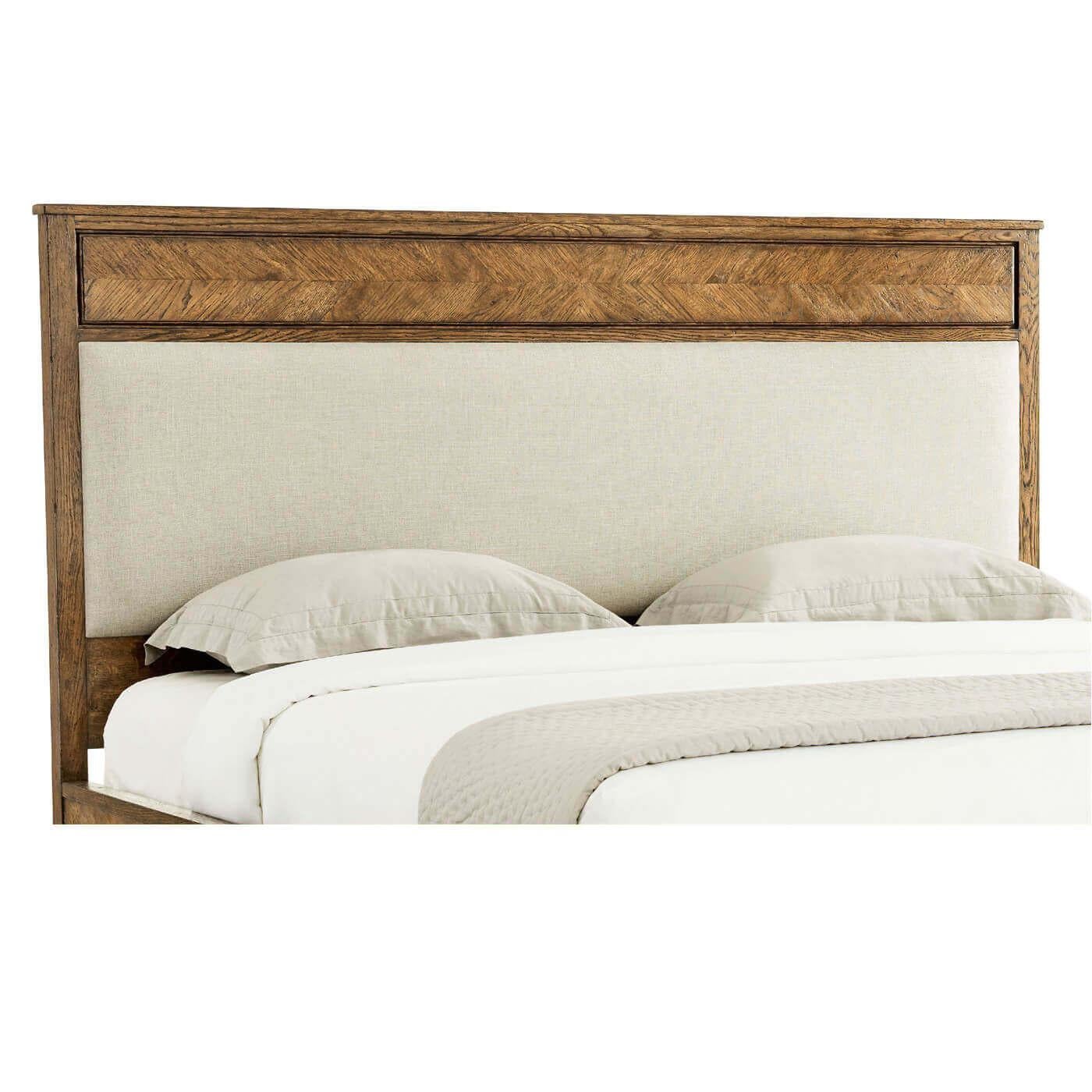 Fischgrät Parkett-Kingbone-Bett, helle Eiche (Vietnamesisch) im Angebot