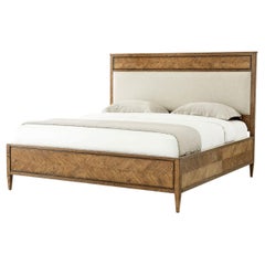 Herringbone Parquetry Queen Bed - Light Oak