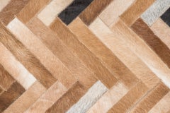 Herringbone Pattern Brown & White De Los Bosques Cowhide Area Floor Rug X-Large