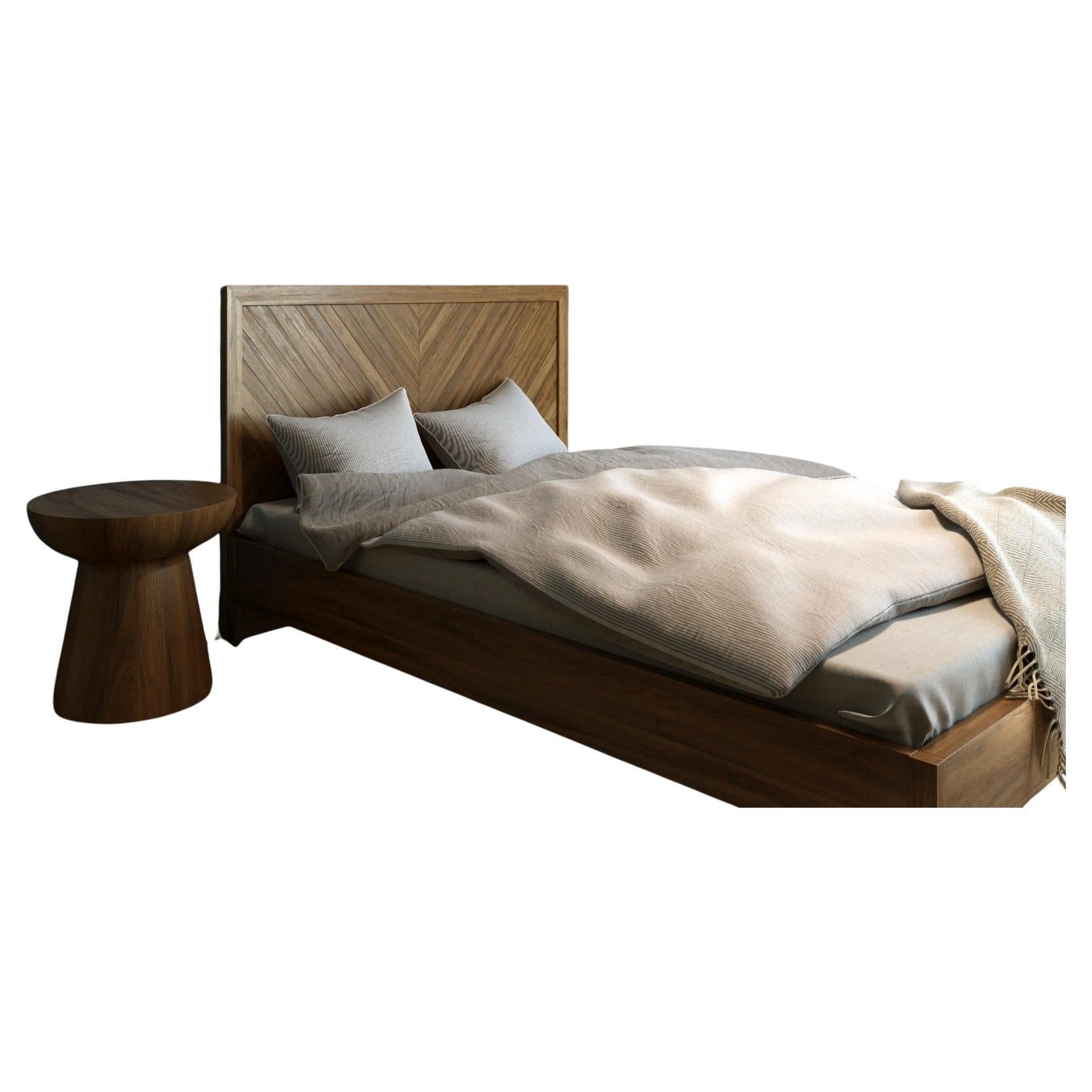 HERRINGBONE Solid Oak Bed – Chevron Pattern