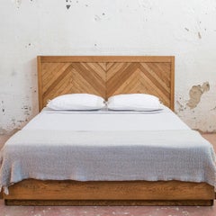 HERRINGBONE Solid Oak Bed with Chevron Pattern