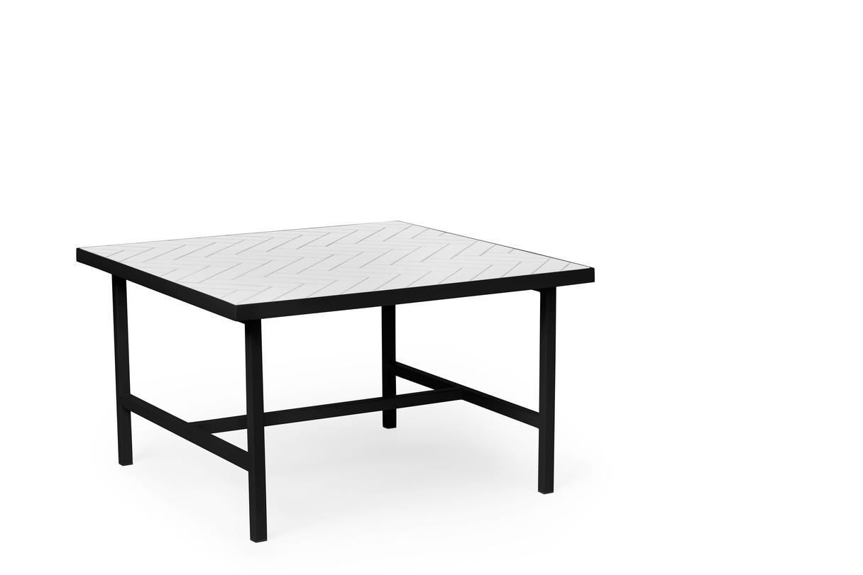 Herringbone Tile Coffee Table Pure White Tiles Soft Black Steel by Warm