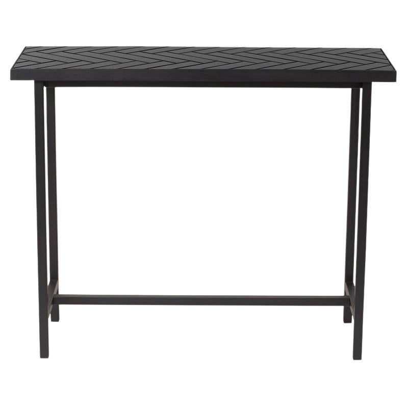 Herringbone Tile Console Table Black Tiles Black Steel by Warm Nordic