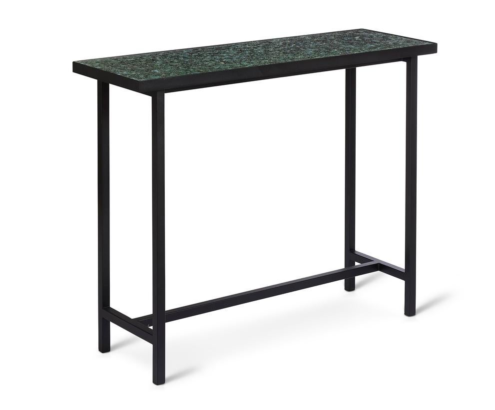 Post-Modern Herringbone Tile Console Table Re-Plast Soft Black Steel by Warm Nordic