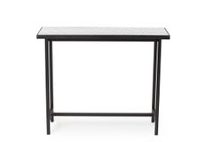 Herringbone Tile Console Table White Tiles Black Steel by Warm Nordic