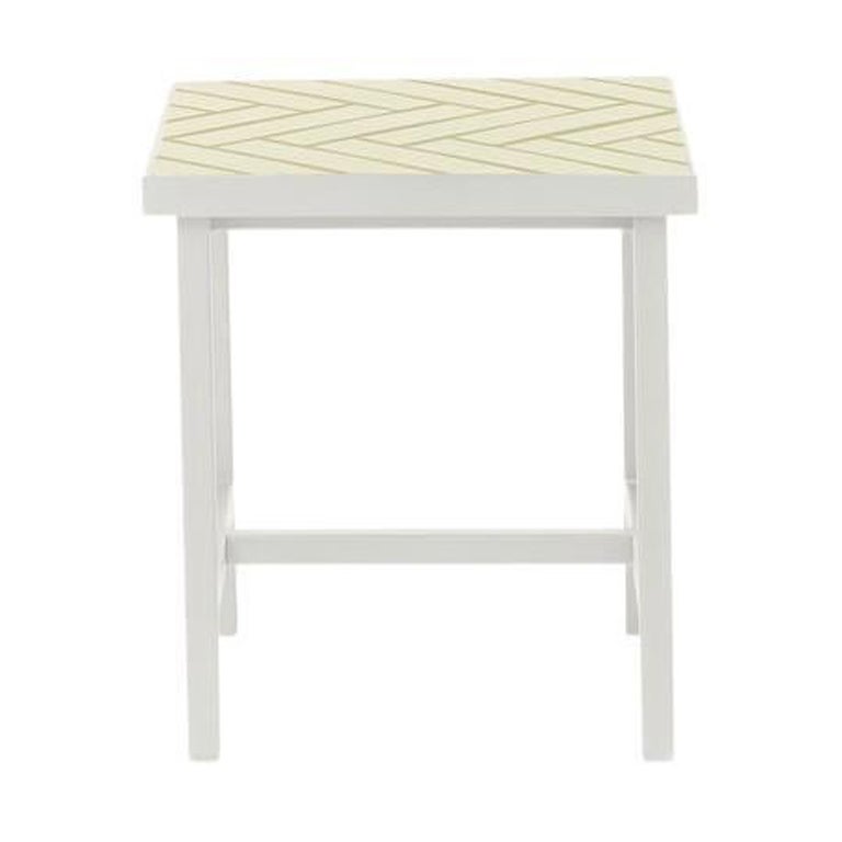 Herringbone Tile Side Table Butter Yellow Warm White Steel by Warm Nordic