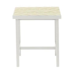 Herringbone Tile Side Table Butter Yellow Warm White Steel by Warm Nordic