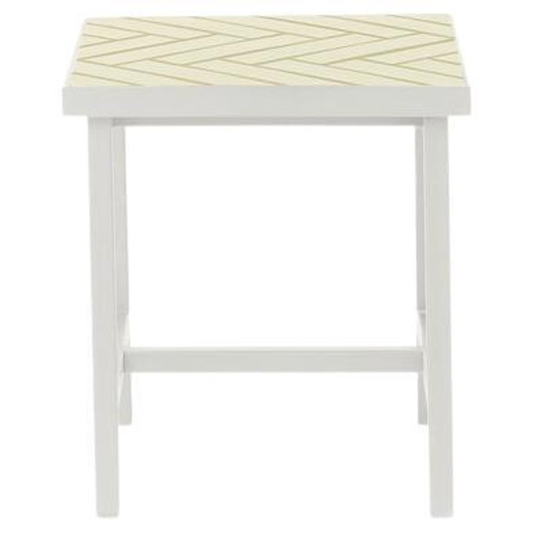 Herringbone Tile Side Table Butter Yellow Warm White Steel by Warm Nordic For Sale at 1stDibs