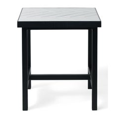 Herringbone Tile Side Table Pure White Tiles Soft Black Steel by Warm Nordic