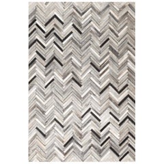 Herringbone White and Black, Luxurious El Cielo Cowhide Area Floor Rug X-Large