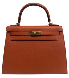 Herrmes Kelly 28 Sellier Terre Battue Epsom Leder Gold Hardware