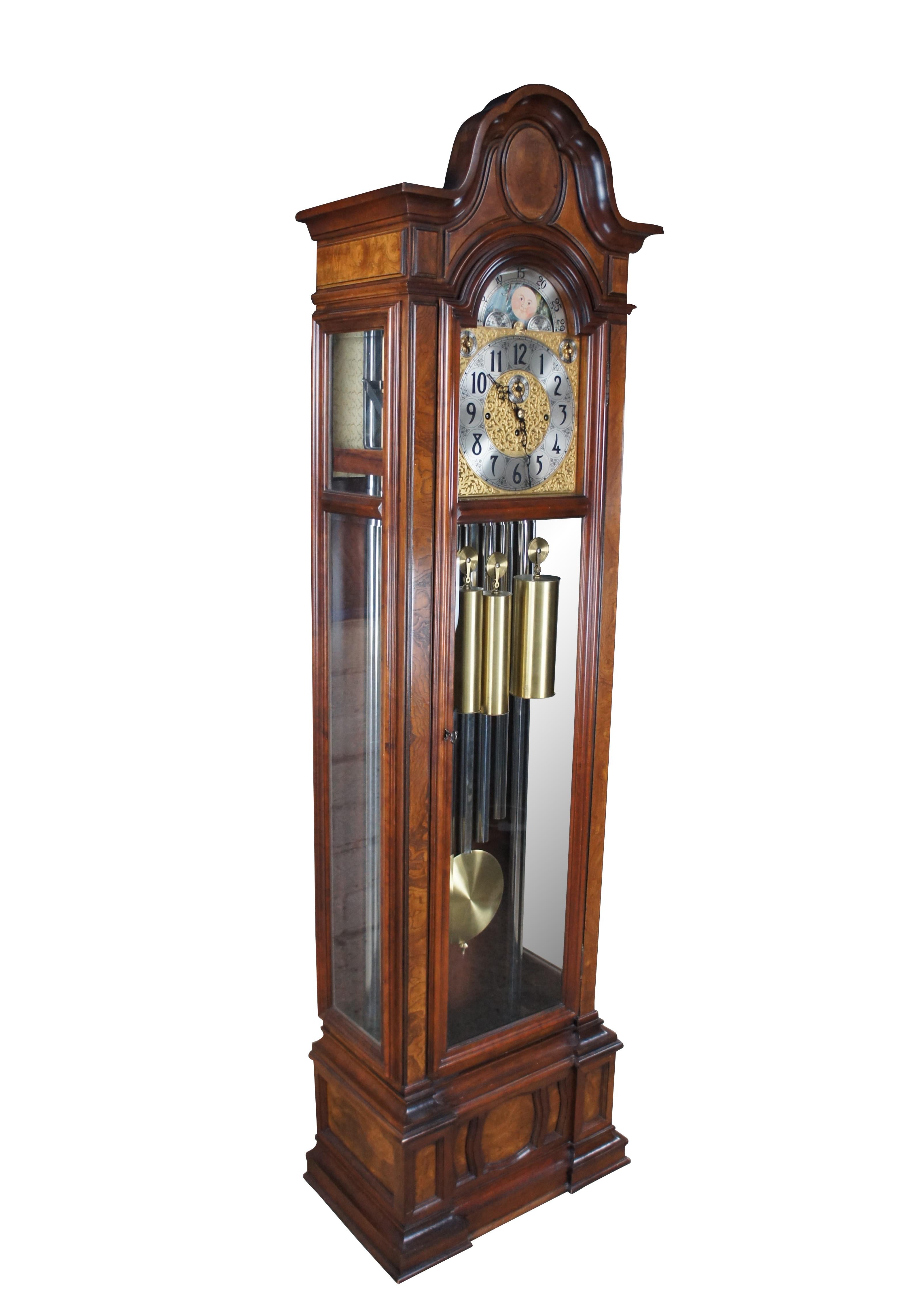 George I Herschede Cherry Sheffield Sun & Moon Grandfather Tall Case 9 Tube Hall Clock