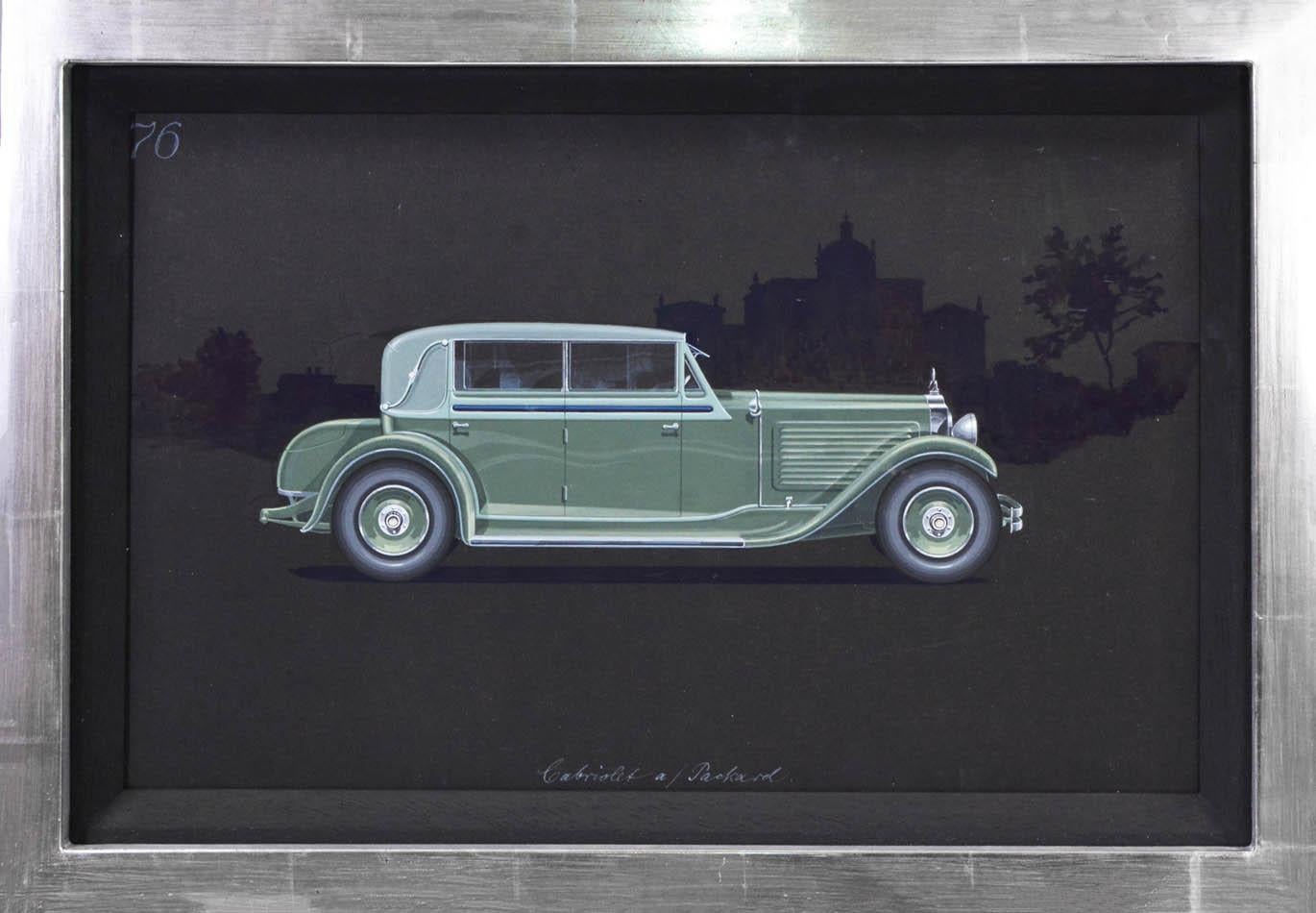 Herschu (Herbert Schultz) Still-Life Painting - Cabriolet coachwork design by Alexis Kellner AG for the Packard Custom Eight.