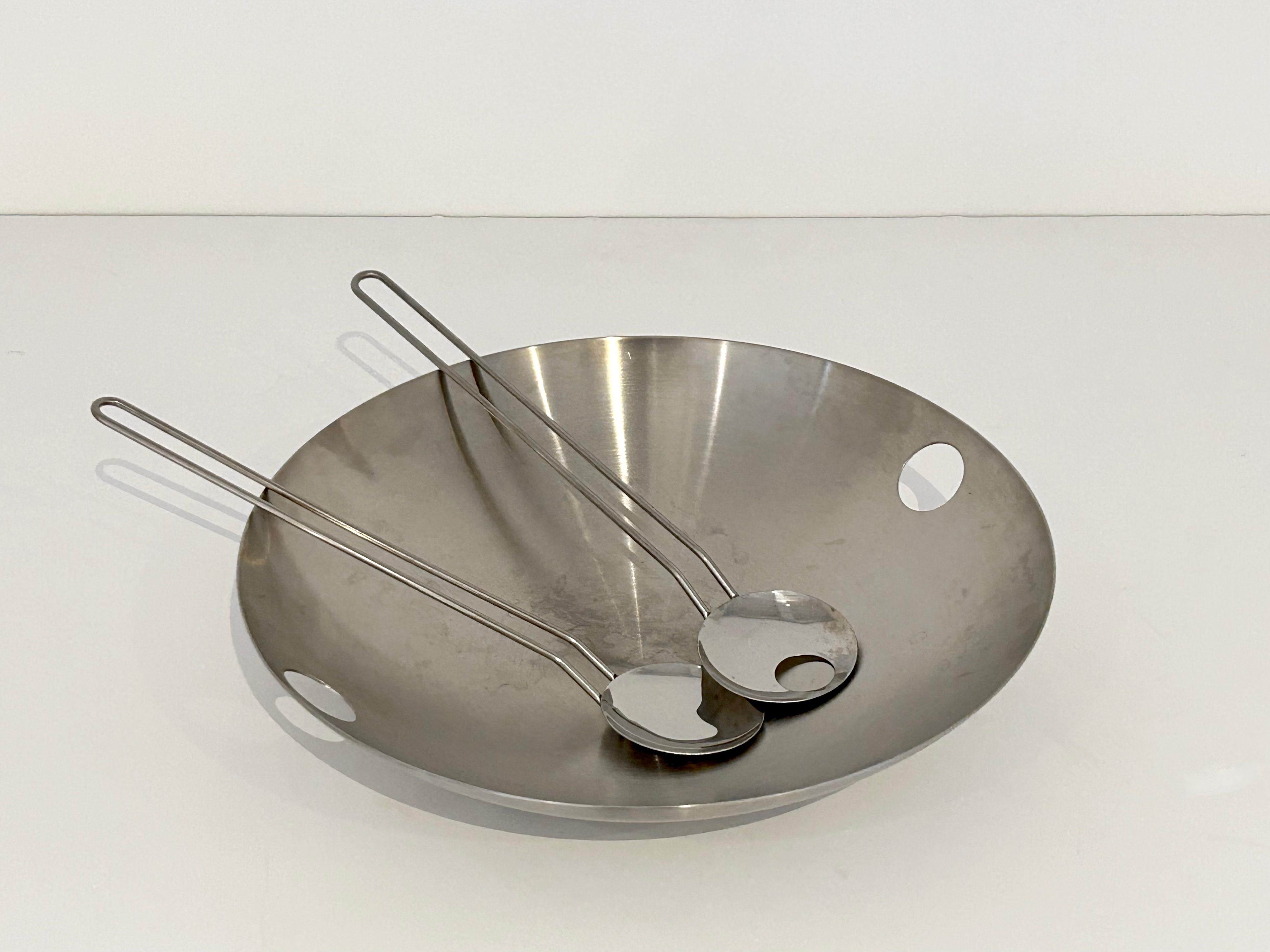 Schüssel- und Salatbesteck-Set aus Edelstahl von Herstal Denmark.