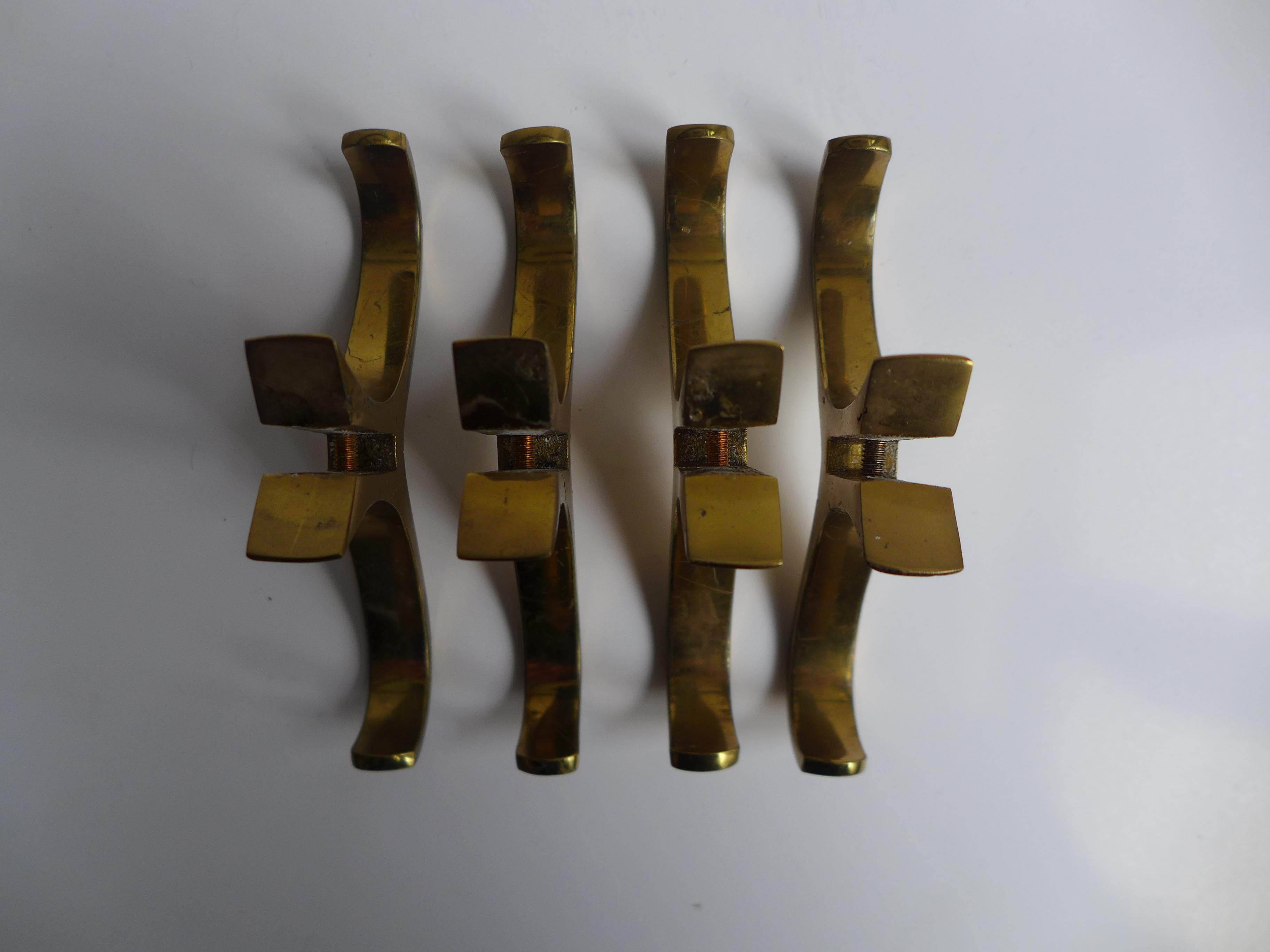 International Style Herta Baller Brass Coat Hook 1960 Set of 4 For Sale