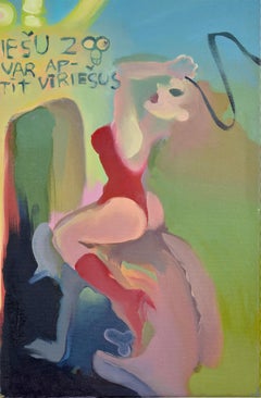Zoo of Men, by Herta Balode. 2025. Oil on canvas. 60x120 cm. Unsigned