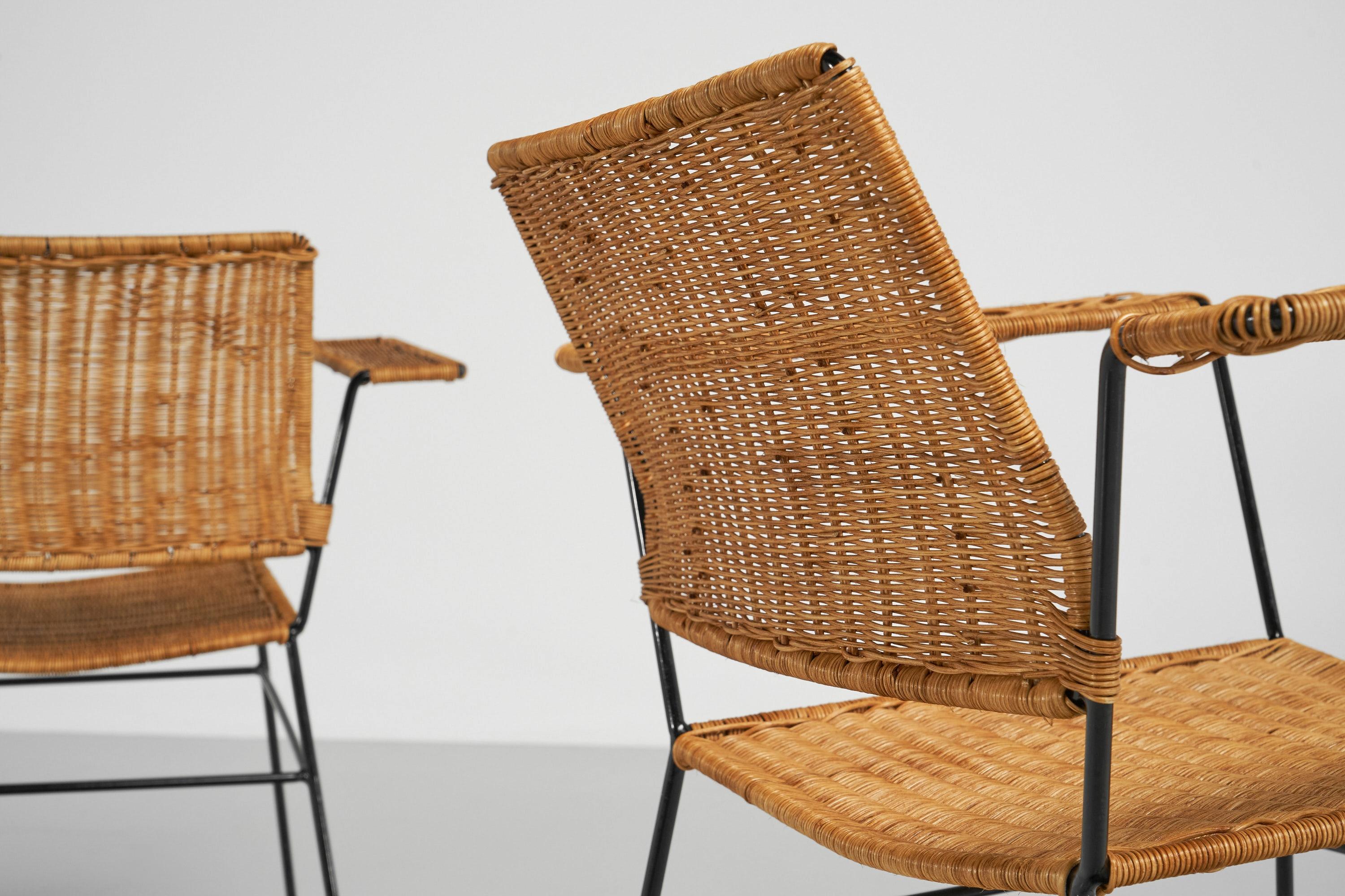 Mid-Century Modern Herta Maria Witzemann Cane Armchairs Pair Germany, 1954 For Sale