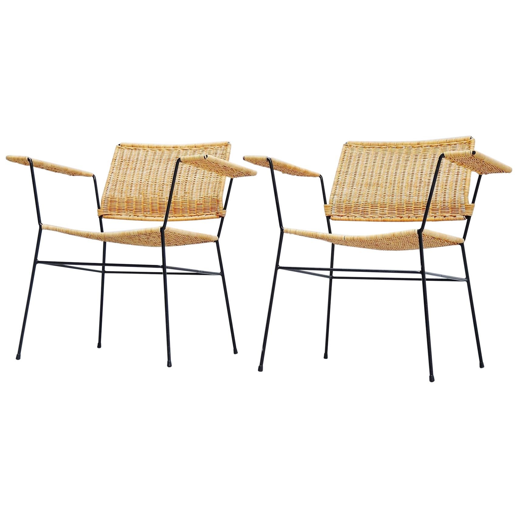 Herta Maria Witzemann Cane Armchairs Pair Germany 1954