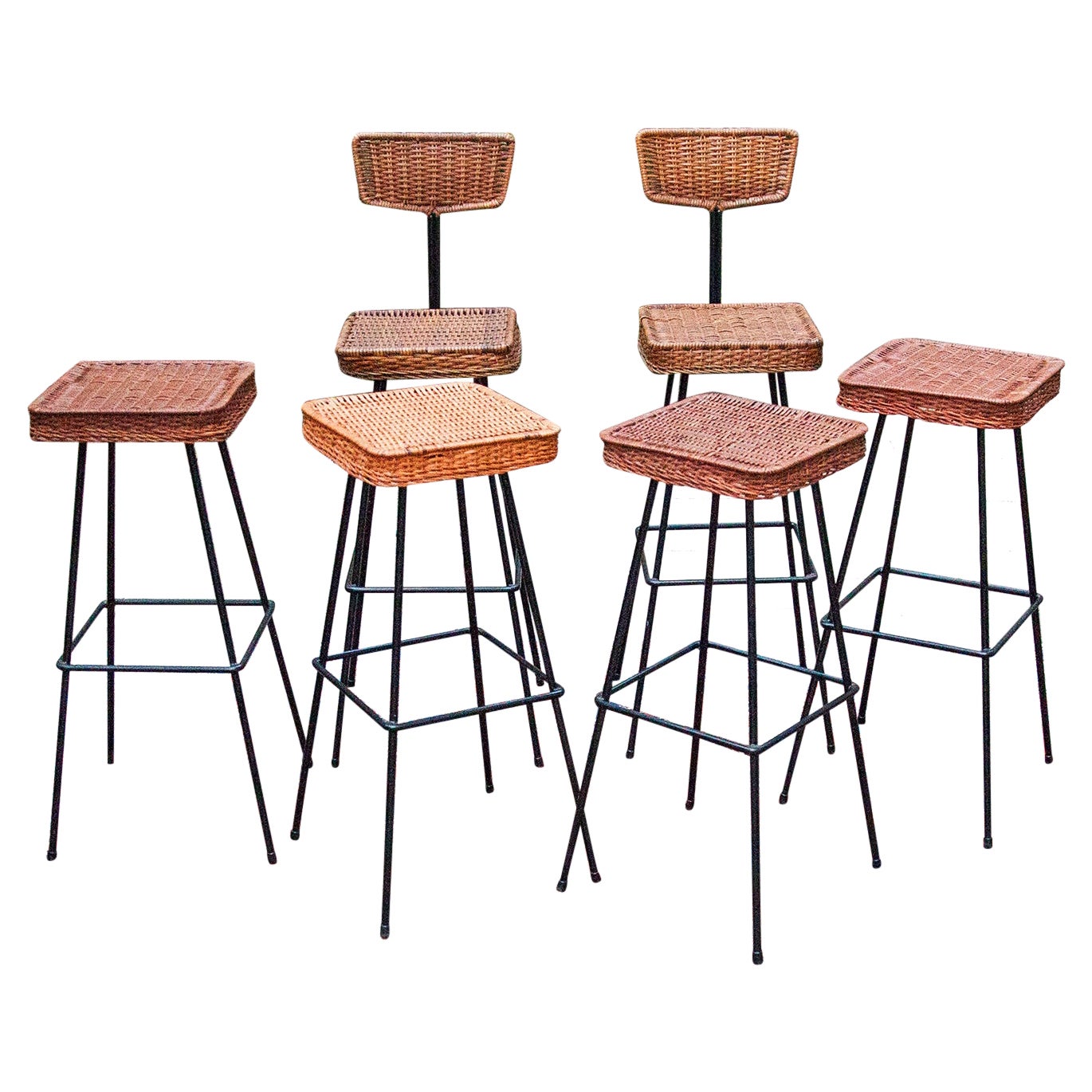 Herta Maria Witzemann Cane Bar Stools, 1950s