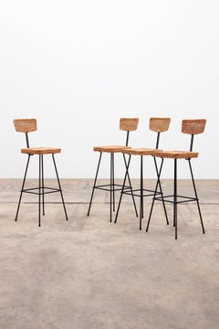 Herta Maria Witzemann Set off 4 bar stools Erwin Behr Germany 1950