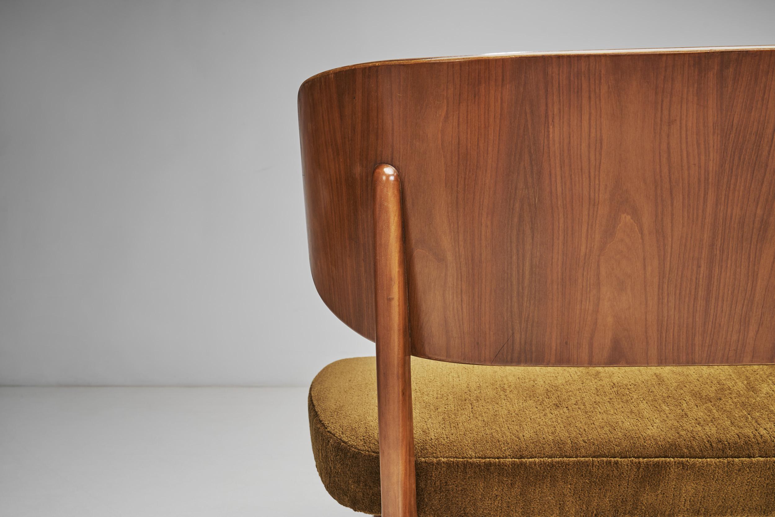 Fabric Herta-Maria Witzemann Settee for Schörle & Gölz, Stuttgart, Germany, 1950s