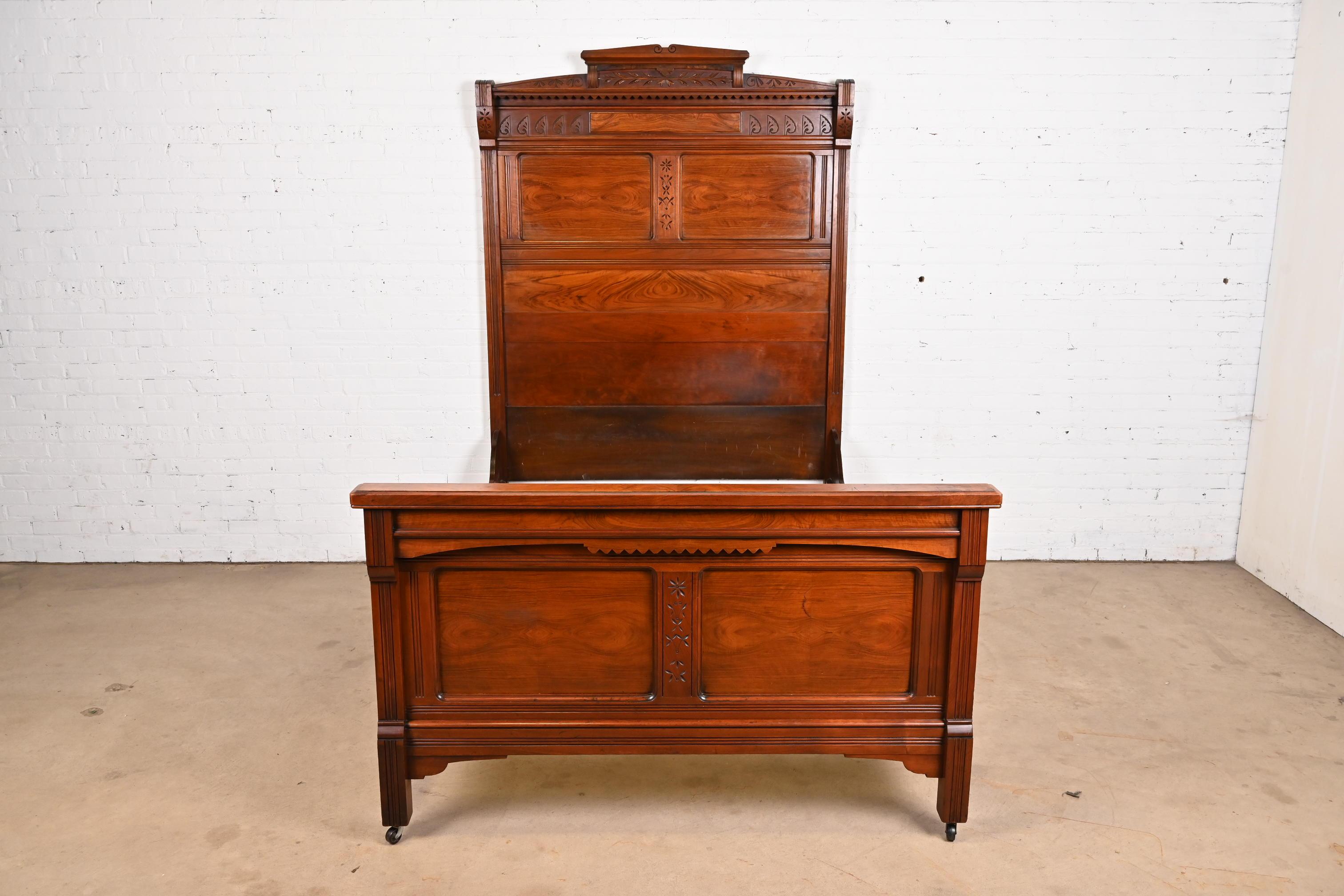 American Herter Brother Style Antique Monumental Eastlake Victorian Full Size Bed