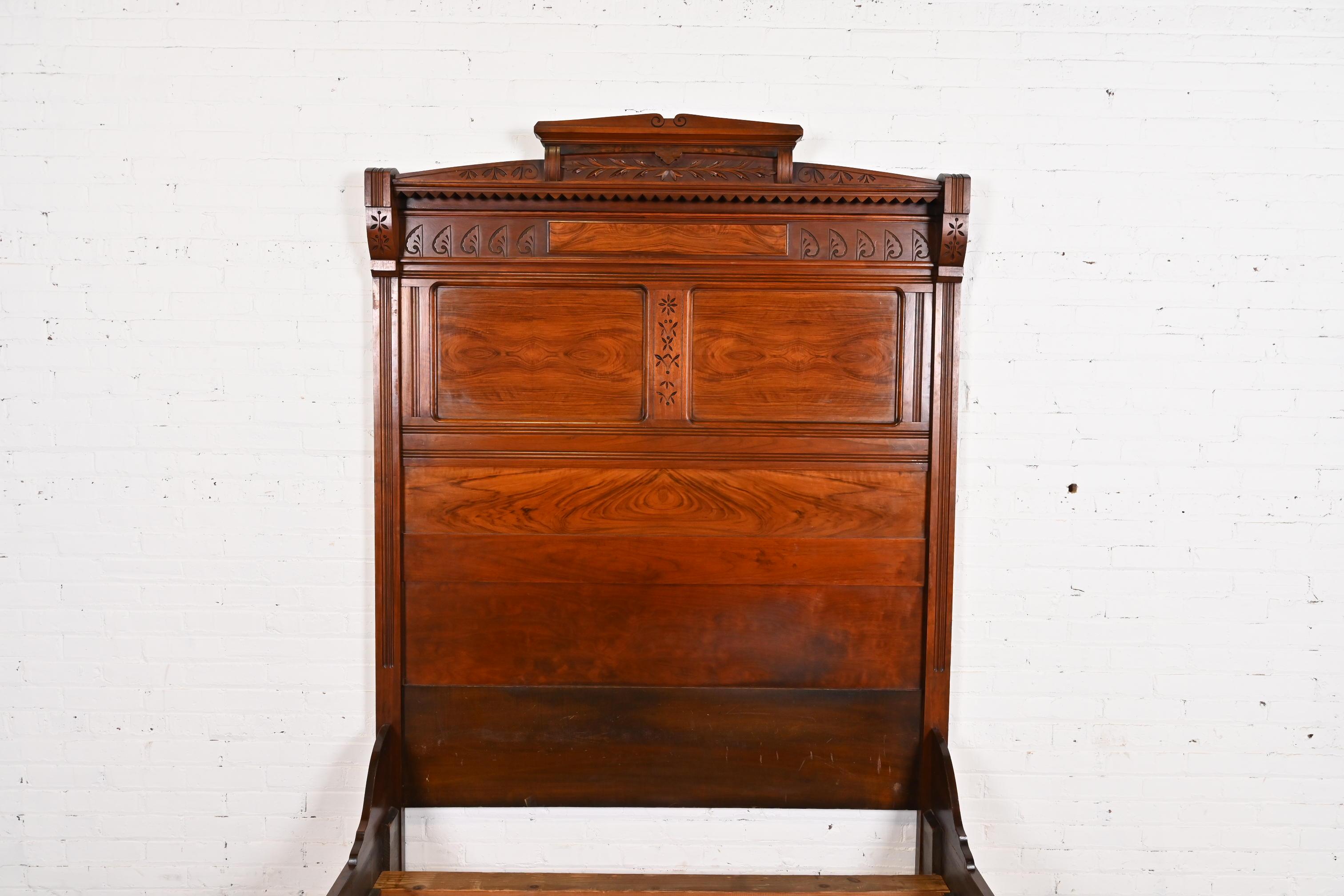 Walnut Herter Brother Style Antique Monumental Eastlake Victorian Full Size Bed