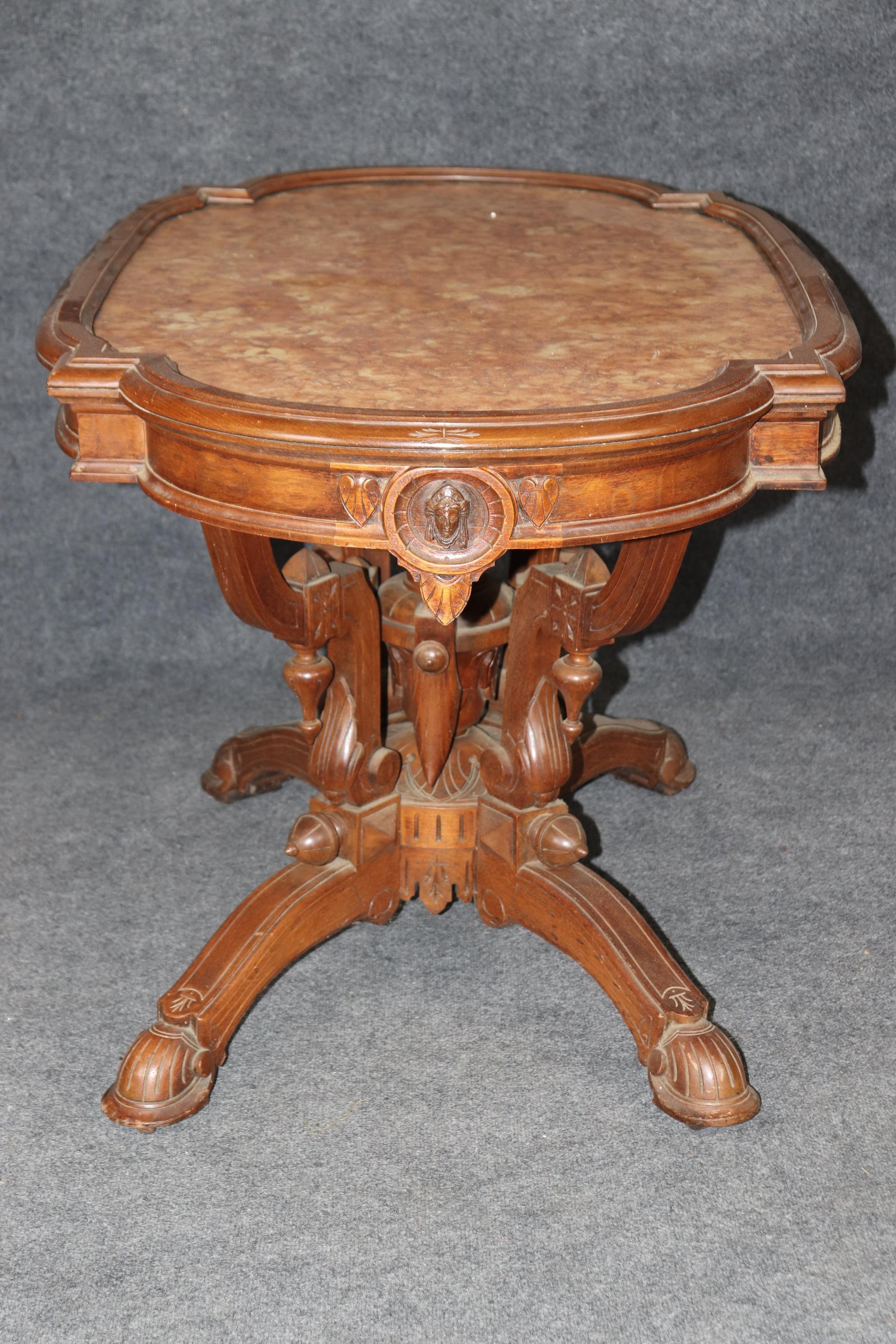Herter Brothers Attr. Marble Top Renaissance Revival Victorian Center Table In Good Condition In Swedesboro, NJ