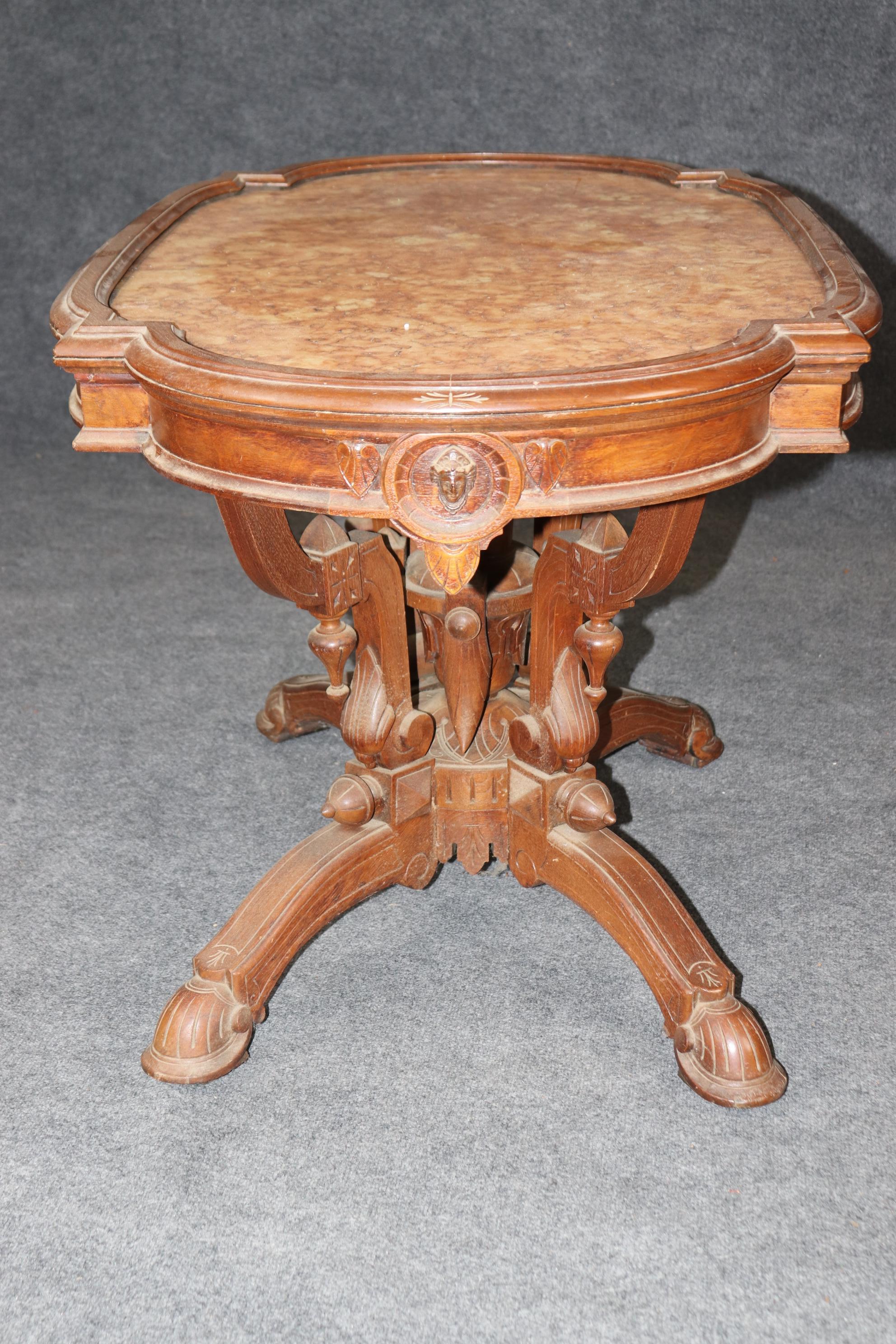 Breccia Marble Herter Brothers Attr. Marble Top Renaissance Revival Victorian Center Table