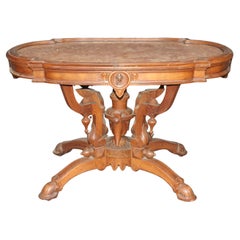 Antique Herter Brothers Attr. Marble Top Renaissance Revival Victorian Center Table