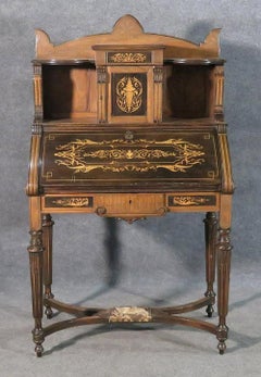 Herter Brothers Inlaid Walnut American Victorian Secretary Desk, Circa 1870s