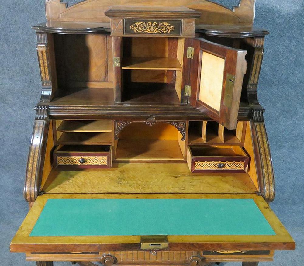 Herter Brothers Inlaid Walnut American Victorian Secretary Desk, Circa 1870s 1