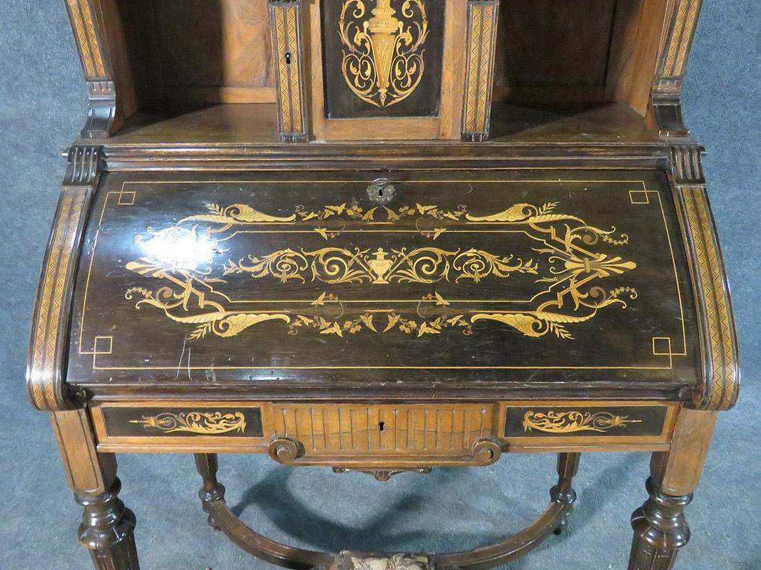 Herter Brothers Inlaid Walnut American Victorian Secretary Desk, Circa 1870s 2